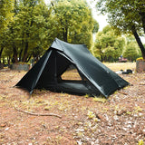 Aricxi Enlarged 2 Person Outdoor Ultralight Camping Tent 3 Season Professional 15D Silnylon Rodless Tent gray black Width 135cm