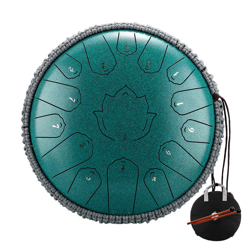 Hluru Glucophone Steel Tongue Drum 14 Inch 15 Notes Tone Key C Ethereal Drum 13 Inch Handpan Percussion Musical Instrument