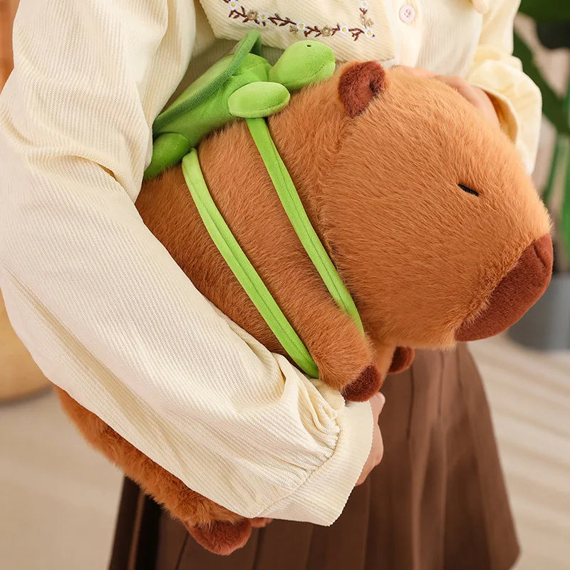 Cute Fully Filled Capybara Plush Animal With Turtle Tortoise Backpack Toys For Baby Appease Sleeping Pillow Christmas Nice Gift