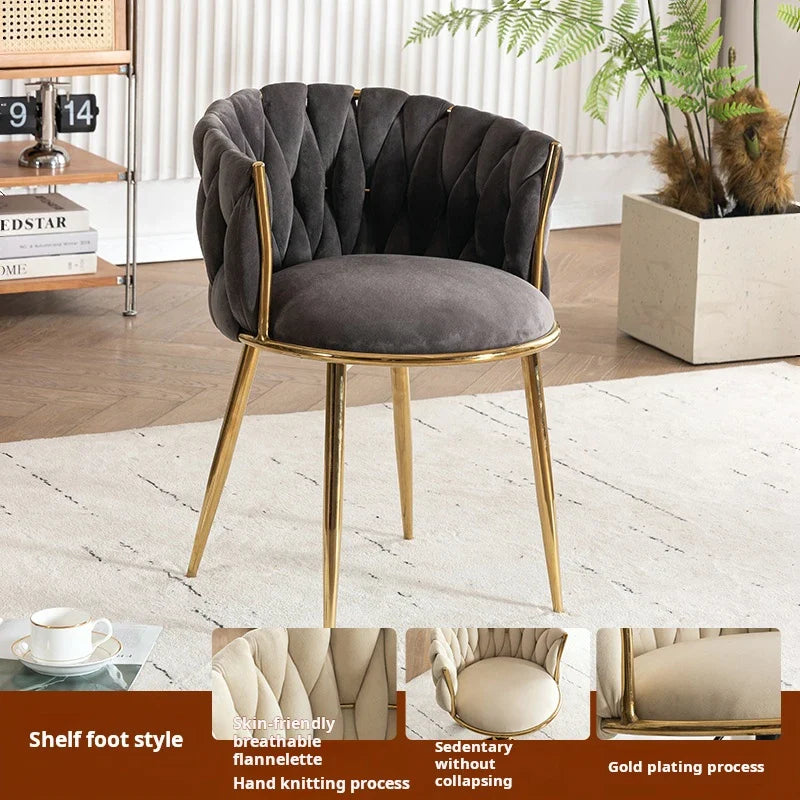 Living room velvet Armchair Fashion Design coffee chair Bedroom makeup chair back lift swivel Nail dressing chair home furniture