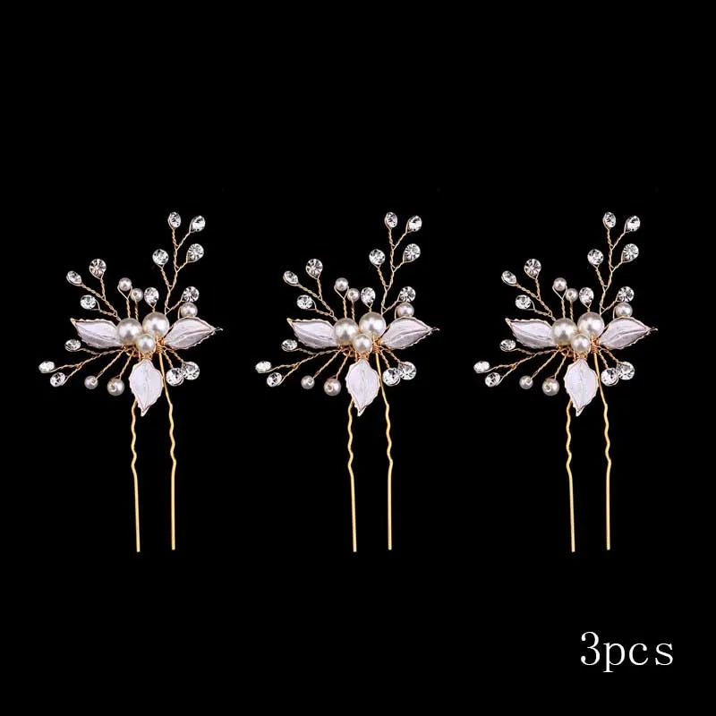 3pcs White Flower U Shaped Hairpin Pearl Elegant Hair Clips Hair Jewelry Accessories For Women Wedding Head Ornaments Hairpins