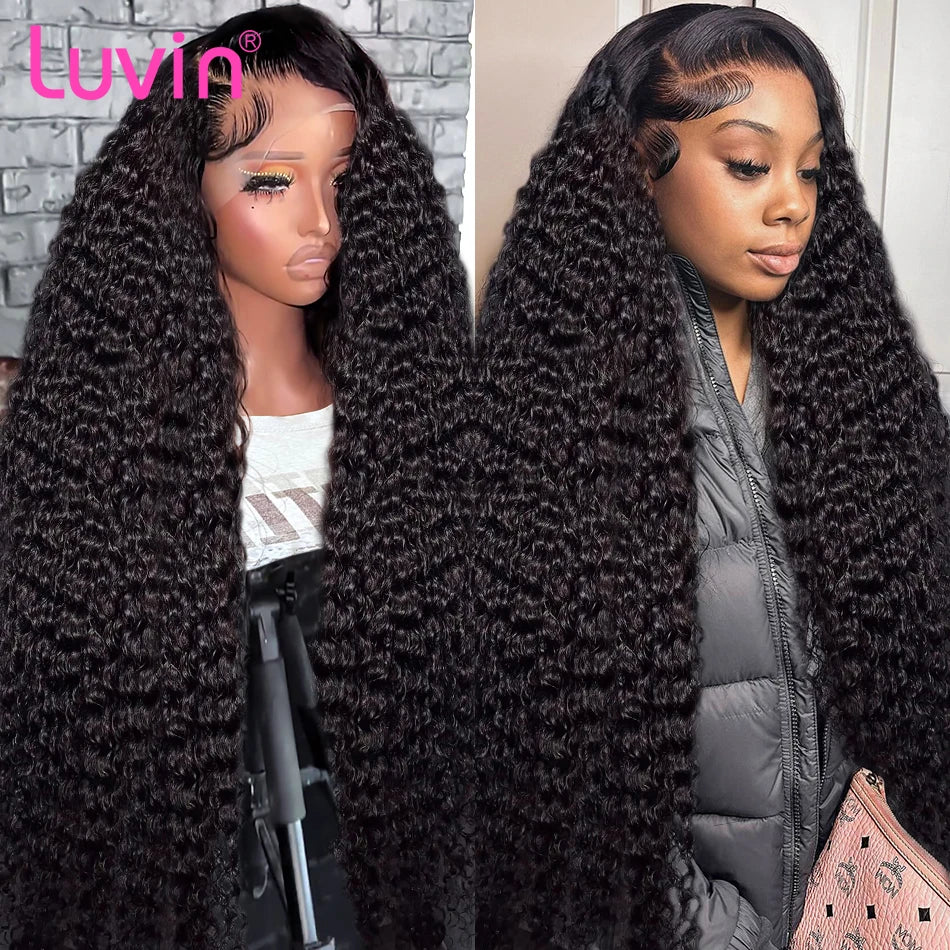 Luvin 250% Deep Wave 13x6 Lace Front Human Hair Wigs 30 40Inch Brazilian Remy Water Curly 13x4 Frontal 5x5 Closure Wig For Women