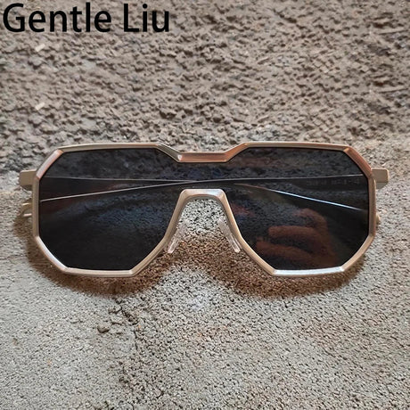 Gothic Steampunk Sunglasses Men 2023 Luxury Brand Vintage One-pieces Punk Sun Glasses For Male Oversized Square Eyewear Shades  