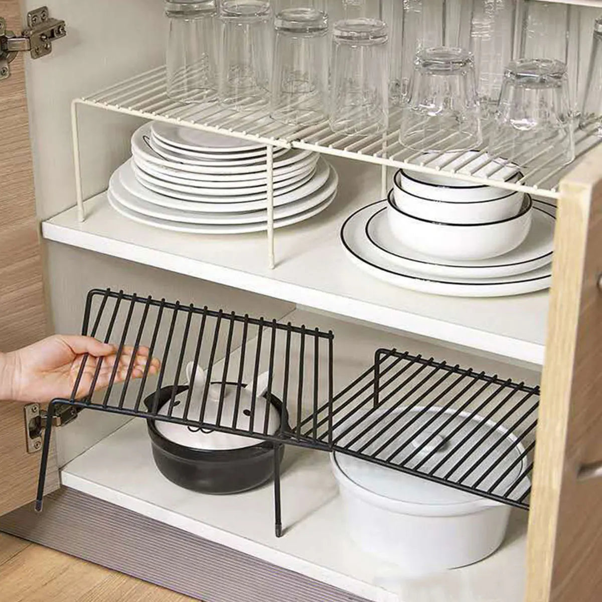 Retractable Kitchen Shelf Multifunctional Expandable Stackable Sliding Rack Space Saving Home Cabinets Tableware Organizer Rack