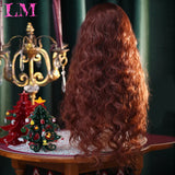 LM Red Brown Copper Ginger Short Curly Synthetic Wigs for Women Natural Wave Wigs with Bangs Heat Resistant Cosplay Hair