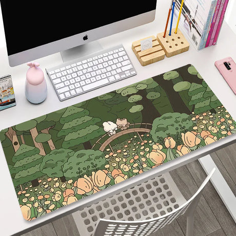 Cute Cat Large Gaming Keyboard Mouse Pad XL Green Plant Computer Gamer Tablet Mause pad Long Mousepad XXL 900x400 Play Mice Mats