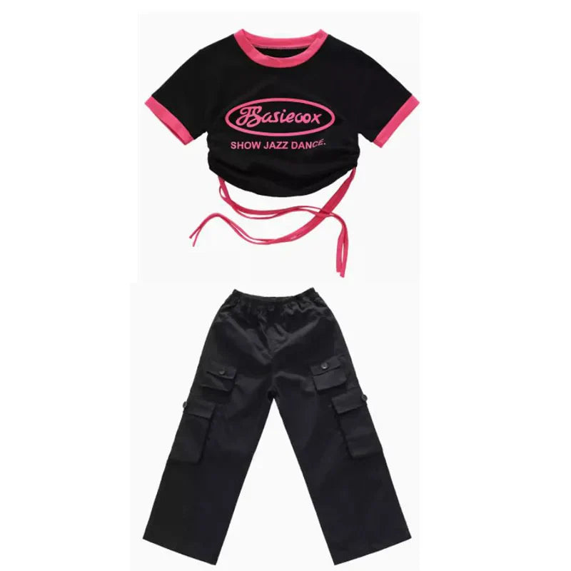 kid Girl Jazz Dance Costume Children Street Hip hop Dance Jazz Kpop Dance Costume for Girls pink Outfit Streetwear Clothes Sets