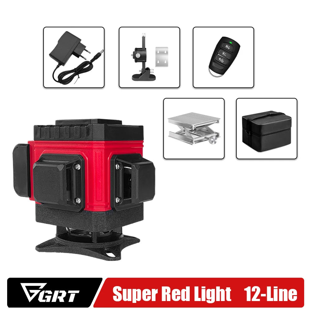 Laser Level Red Line Self Leveling 360 Horizontal And Vertical Super Powerful 8/12/16 Lines Laser Level with Rotaty Base