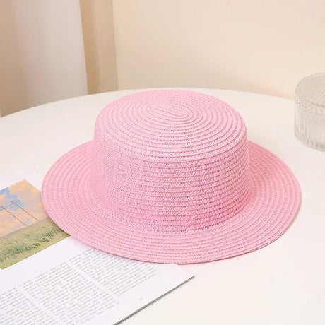 Summer Fashion Versatile Men's Women's Straw Hat Flat Top Fashion Sunscreen Foldable Fedora Beach Tourism Straw Hat Children