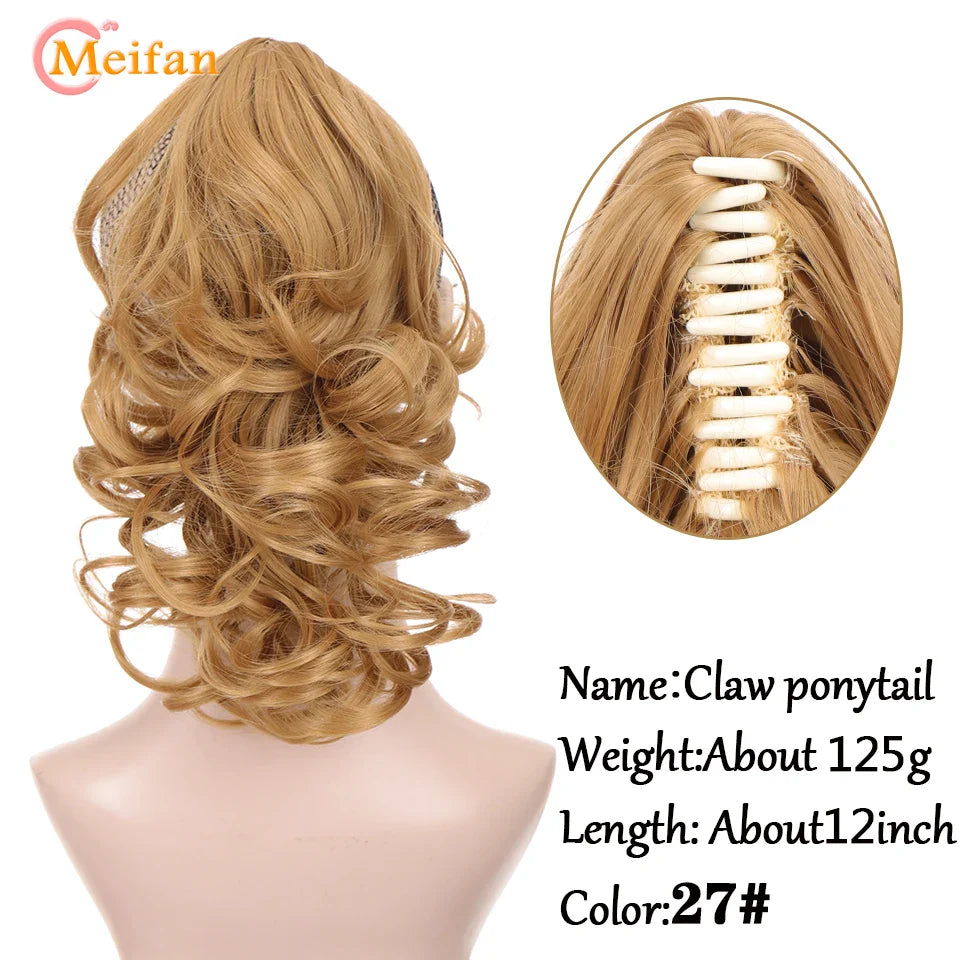 MEIFAN Long Synthetic Wavy Clip in Hair Ponytail Hair Wigs Extensions Style Claw Pony Tail Hairpiece for Women Cosplay Party