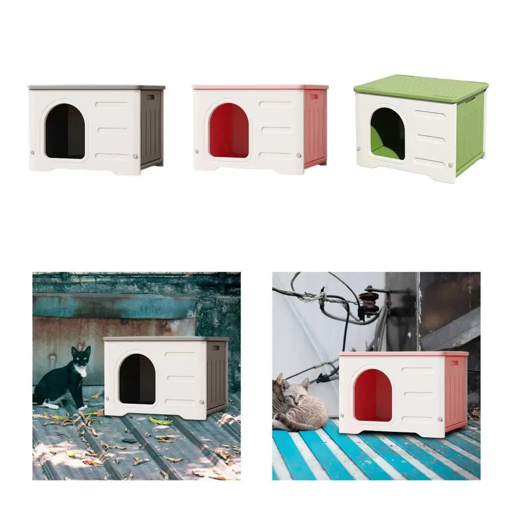 Feral Cat House Weatherproof Habitats Bed 21"x16"x15" Cave Stray Cats Shelter for Garden Courtyard Outdoor Cats Small Animals