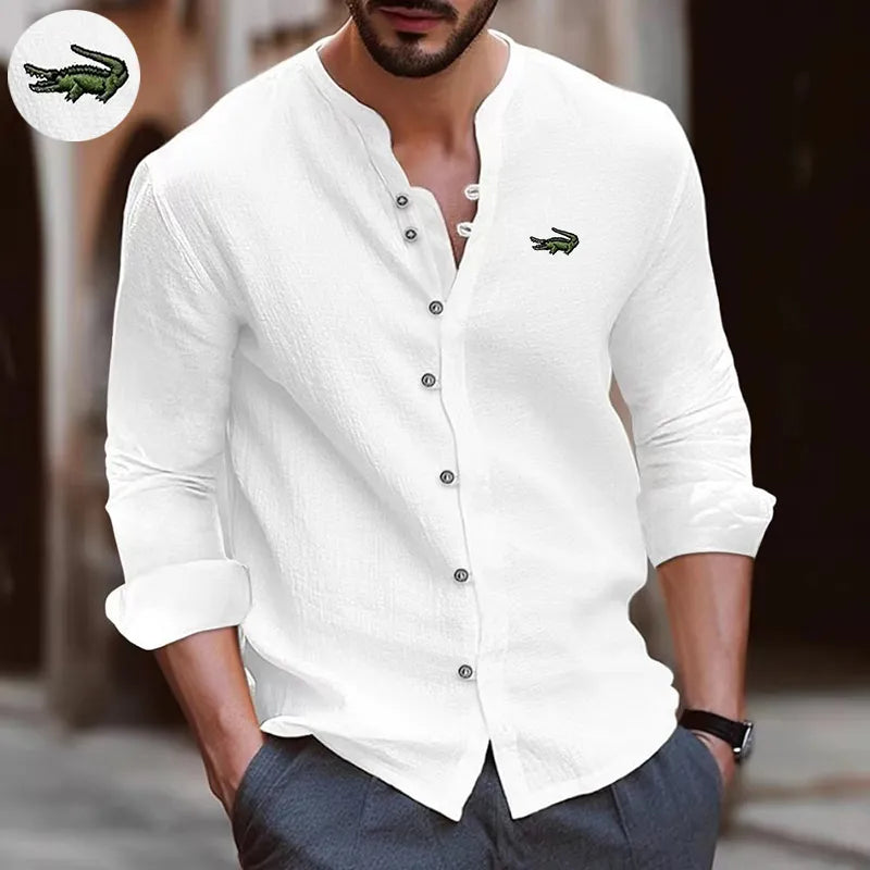 High Quality Men's Spring/Summer New Long Sleeved Cotton Linen Shirt Business Casual Loose Fitting T-Shirt Shirt Top S-2XL