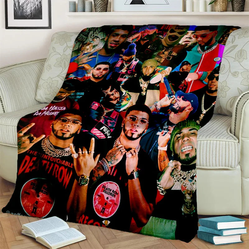 Free Anuel AA Rapper Hip Hop Singer Blanket,Soft Throw Blanket for Home Bedroom Bed Sofa Picnic Travel Office Cover Blanket Kids