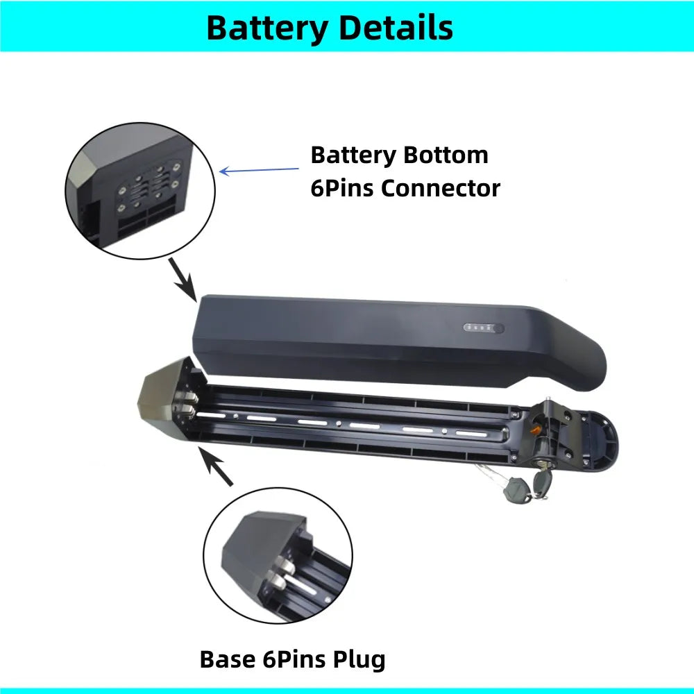 70 pcs 18650 cells Ebike Battery Box 36v 48v 52v Reention Kirin Side Open Release Electric Bike Battery Case with Cells Holder