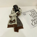 Winter Knitted Scarf For Children Warm Long Scarves Cute Plaid Striped Bear Boys Girls Neck Scarf Shawl Korean Style