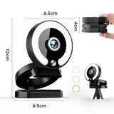 4K Webcam Full HD 2K Mini Camera with Fill Light Laptop PC Computer Live Broadcast Camera Video Web Camera Microphone Webcast