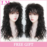 LM Red Brown Copper Ginger Short Curly Synthetic Wigs for Women Natural Wave Wigs with Bangs Heat Resistant Cosplay Hair