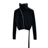 23ss New Style Rick Women Stand-up Sweatshirt Spring Short Slant Zipper Design Jacket Ro Owens Padded Slim Fit Jacket