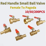 Brass Barb Ball Valve: Female Thread Connector for Copper Pipe Fitting. Available in 1/8'', 1/4'', 1/2'' with 6-12mm Hose Barb