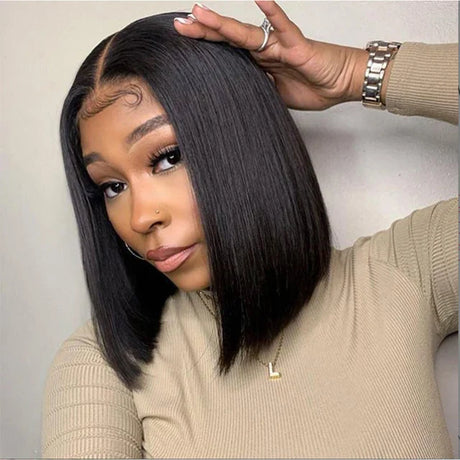 Sleek Ginger Orange Lace Front Short Bob Wigs Highlight P4/27# Brazilian Human Hair Wigs 200% Density Natural Remy Human Hair