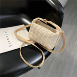 With Hardware Lock Crossbody Bag Trendy Large Capacity Simple Straw Handbag Soft Handle Beach Bag Women Girl New