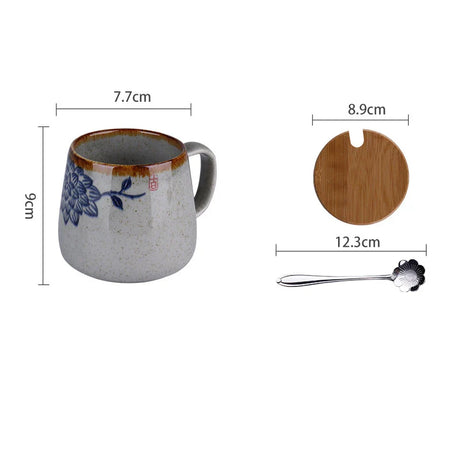 YWDL 380ml Japanese Retro Style Ceramic Coffe Mug Kiln Glaze Milk Breakfast Cups Home Teacup Tumbler Water Mug Gift For Friends