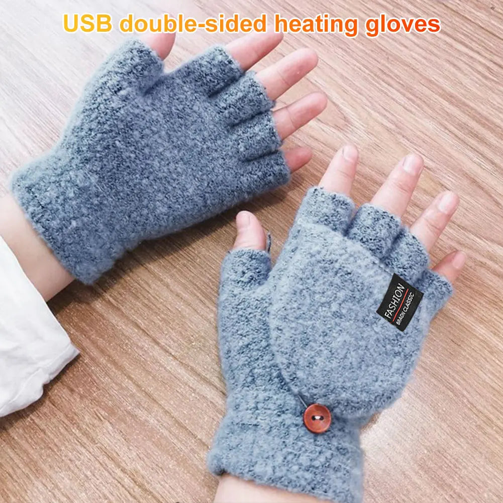 Double-Sided Heating Gloves Adjustable Temperature Rechargable Mittens Washable Electric Thermal Gloves Warm for Outdoor Hiking