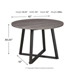 Signature Design by Ashley Centiar Mid Century Round Dining Room Table with Metal Legs, Gray & Black