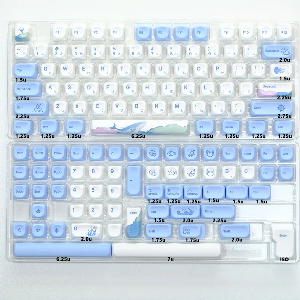 KBDiy KOA Keycaps GMK Soymilk 140 Keys PBT Keycap Similar MOA Japanese Korean Russian Keycap 7u MAC ISO For Mechanical Keyboard