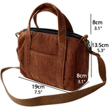 New Women's Mini Corduroy Shoulder Bag Female Canvas Handbag Zipper Totes Ladies Casual Purse Cloth Pouch For Girl