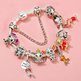 Cute Enamel Disney Princess Dress Charms Bracelet Women Colorful Glass Beads for Jewelry Making Girl Cartoon Skirt Pendants Gift