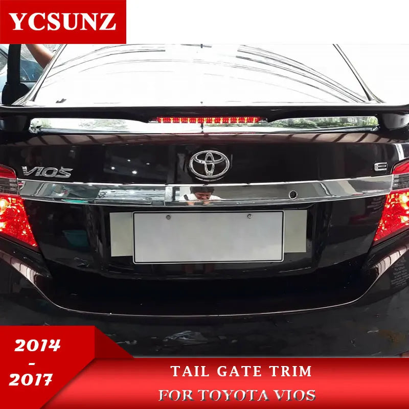 ABS Tail Gate Trim For Toyota Vios 2014 2015 2016 Car Accessories Exterior Parts Tailgate Covers For Toyota Vios 2016 YCSUNZ