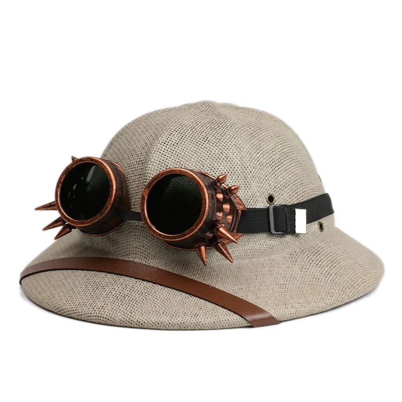 Y2k Parent-child Summer Straw Helmet Pith Sun Hats For Child Women Vietnam War Army Dome Hat Safari Jungle Miners British Cap