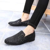 Glitter Branded Shoes Men Designer Luxury Loafers Men Shoes British Style Silver Gold Mens Shoes Casual Big Sizes Zapatos Hombre