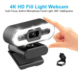 Portable Full HD 1080P 2K 4K Webcam PC Latops Auto Focus Fill Light Web Camera With Microphone for Network Live Conference