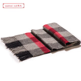 High Quality 100% Wool Scarf Men Autumn Winter Korean Long Warm Plaid Couple Muffler Male Soft Cashmere Thermal Shawl Gentlemen