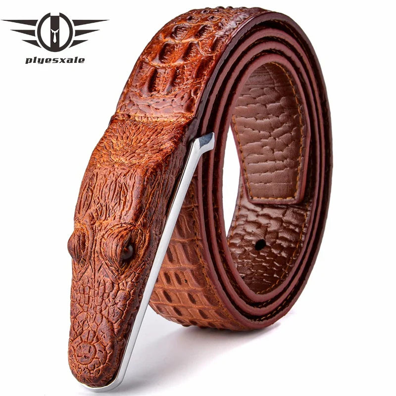 Plyesxale Brand Mens Belts Luxury Leather Designer Belt Men High Quality Ceinture Homme Crocodile Cinturones Hombre 2023 B2