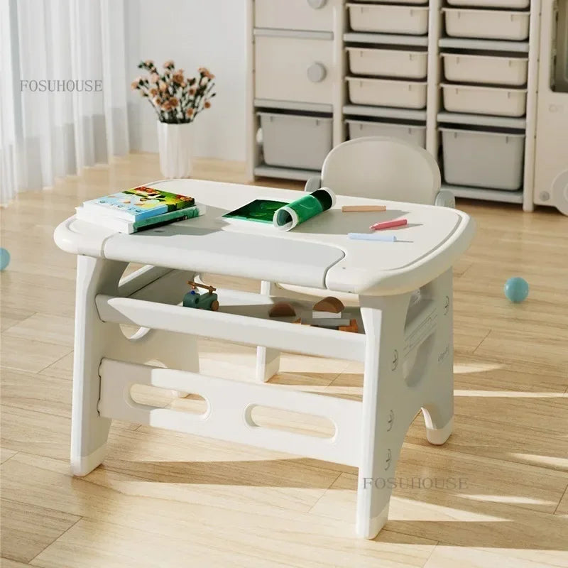 Children Furniture Study Table for Kids Plastic Home Kindergarten Game Learning Table Kid's Desk and Chair Set Baby Toy Desk