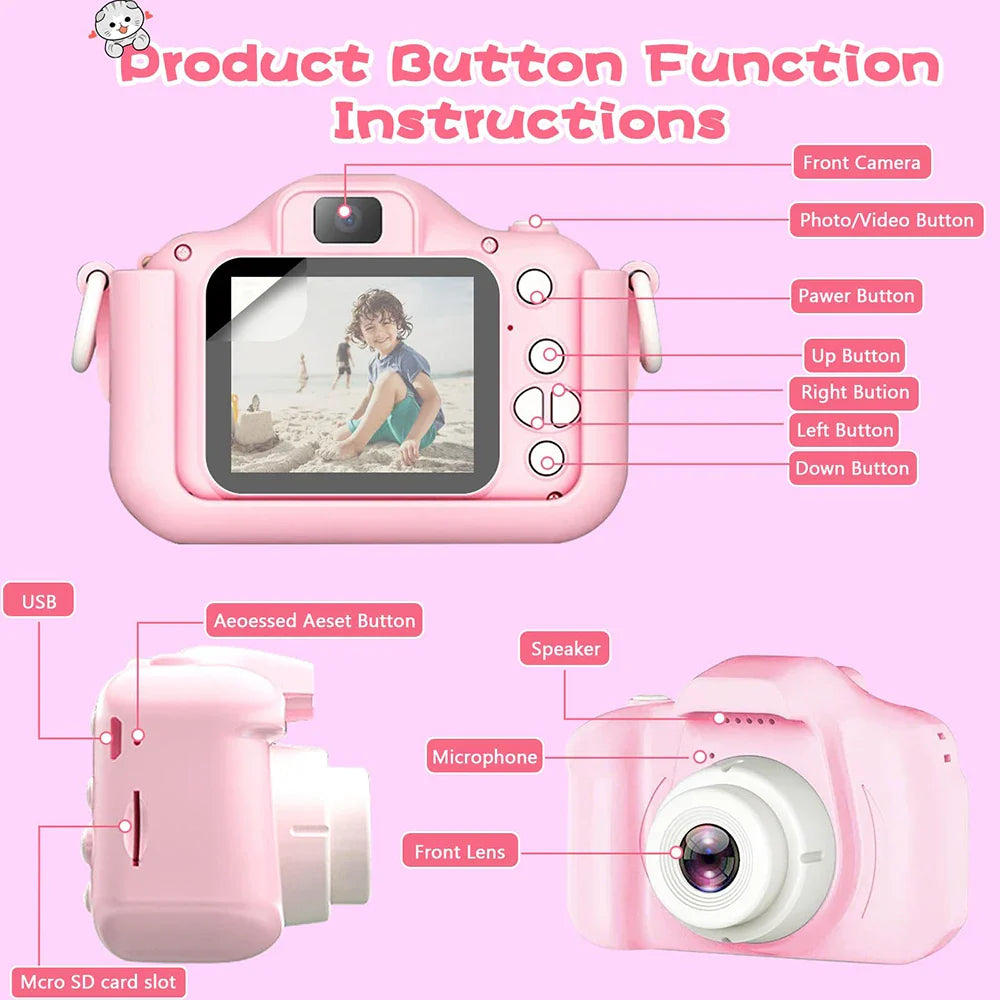 Kids Camera Toys Cute Horse Unicorn 32MP1080P HD Digital Camera for Toddler Kid Christmas Birthday Festival Children Gift