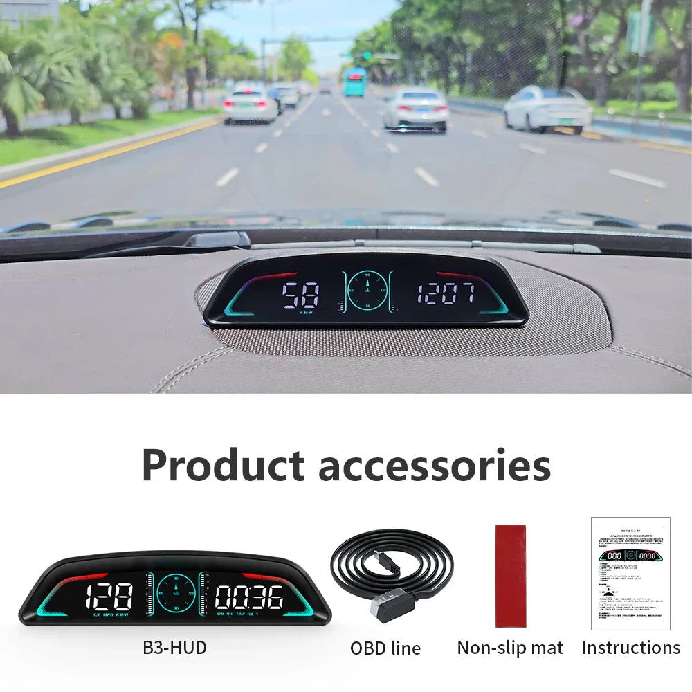 B3 G3 GPS / OBD Multifunctional Car HUD Head Up Display Car Speedometer Accessories RPM Water Temperature Overspeed Alarm