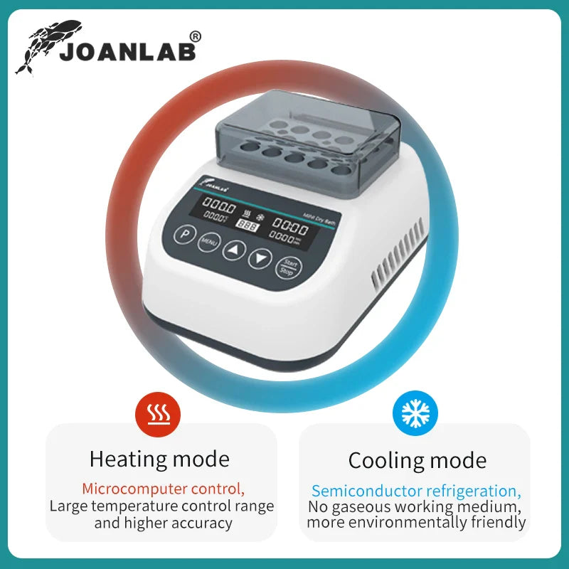 JOANLAB Portable Mini Thermostatic Dry Bath Incubator Lab Heater With Heating Block For 0.2/0.5/1.5/2ml Centrifuge Tube