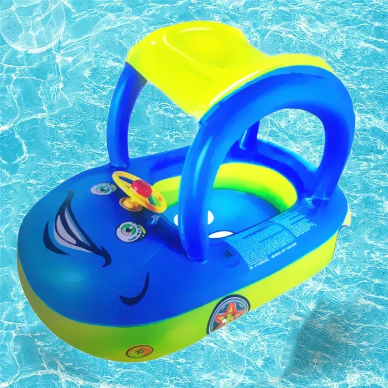 Inflatable Baby Toys Swim Ring Floating Seat Outdoor Swimming Pool Sun Shade Toddler Swim Circle Beach Water Toys for Children