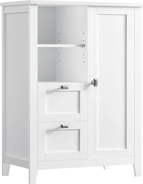 Bathroom Floor Storage Cabinet, Bathroom Cabinet Freestanding, Kitchen Cabinet, with Open Compartment, 2 Drawers, Adjustable