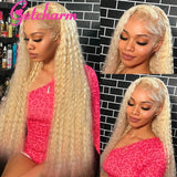 613 Blonde Deep Wave Frontal Wig 13x4 13x6 360 Transparent Lace Frontal Wig 4x4 Closure Malaysian Curly Human Hair Wig for Women