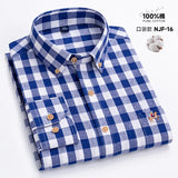 M~6XL Men's Shirt Long Sleeve Cotton Oxford Fashion Casual One Pocket Regular Fit Striped Business Formal Shirt