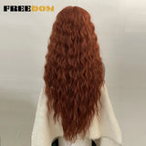 FREEDOM Synthetic Lace Wig Long Deep Wavy Ombre Blonde Ginger Lace Wigs For Black Women Heat Resistant Cosplay Wigs