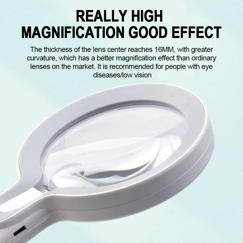 10X 25X Handheld Magnifying Glass USB Rechargeable Magnifier with 29 LED Lights Illuminated Magnifier for Reading/Identification