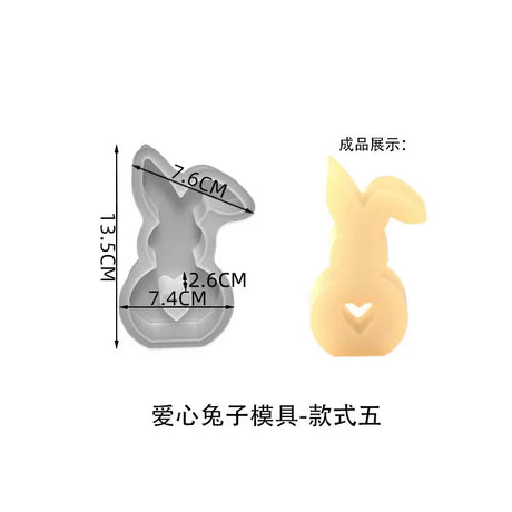 DIY Cement Gypsum Aromatherapy Silicone Mold Easter Love Rabbit Candle Mold Epoxy Resin Ornaments Mold Home Decoration