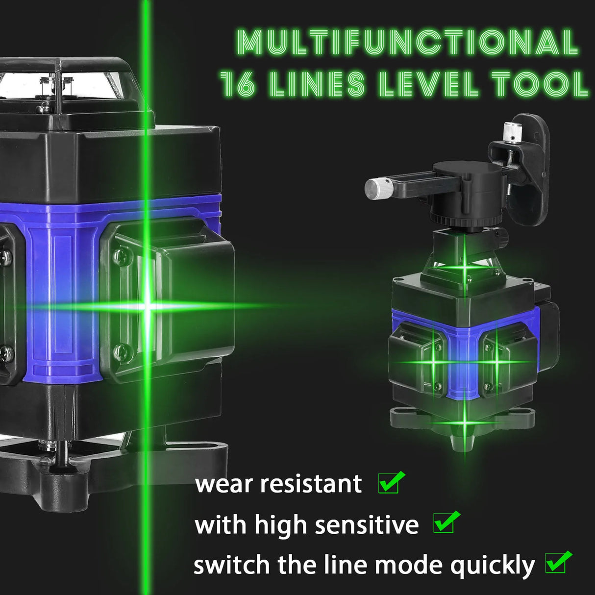 Multifunctional Laser Level 16/12 Lines Green Light Laser Level Self-leveling Machine Battery Leveling Tool Ground Wall Sticker