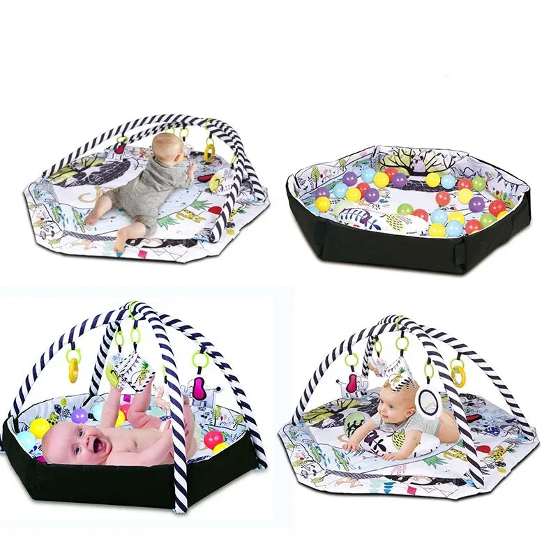 New Multifunctional Fitness Frame Round Play Crawling Mat 0-12 Months Baby Puzzle Game Blanket Fun Sounding Pendant Gift For Kid